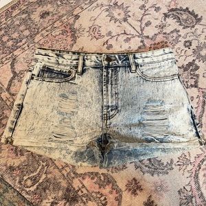 Acid wash denim shorts